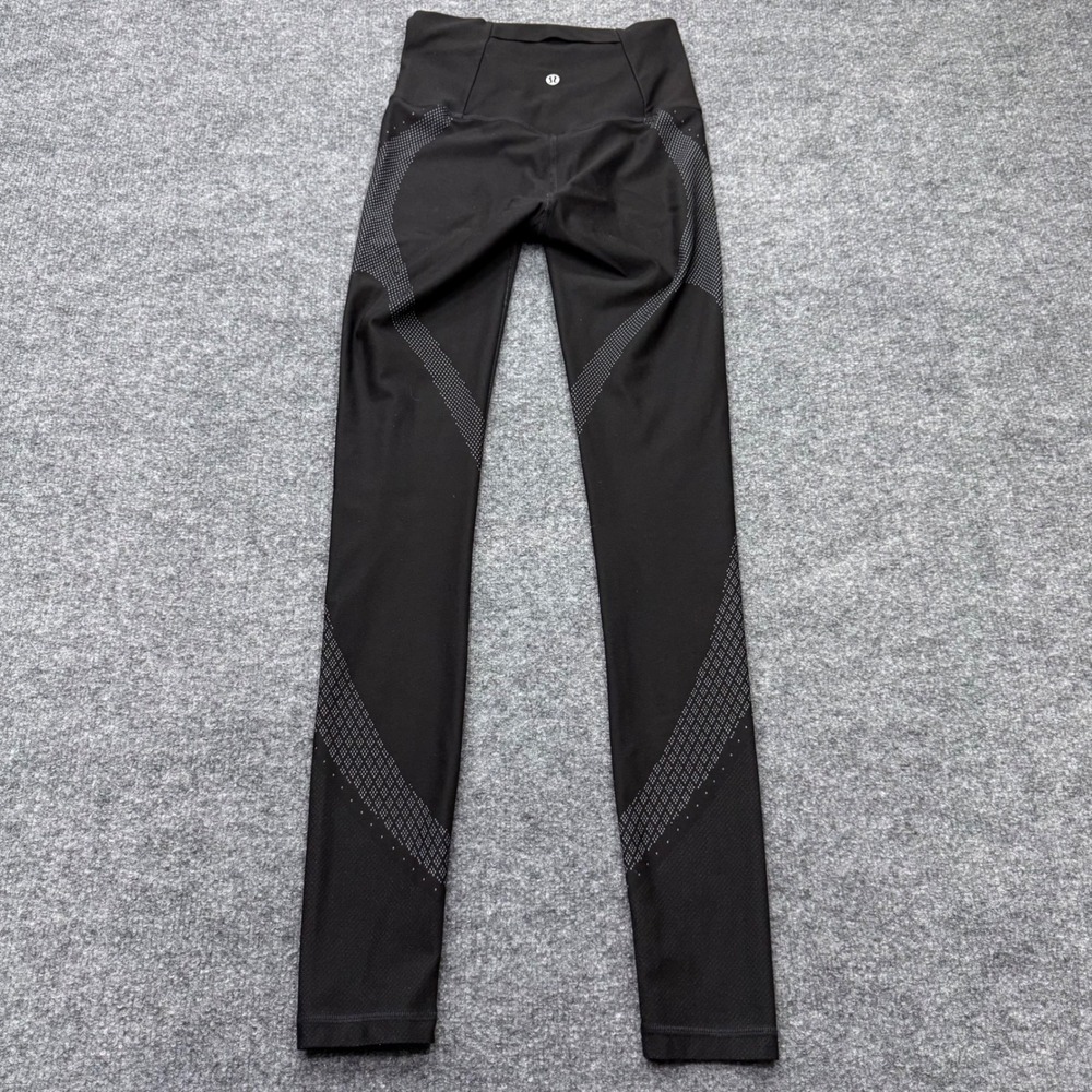 Lululemon Tight Stuff Tight II Black Dotted Reflective Leggings Size 4 High Rise - Picture 7 of 8